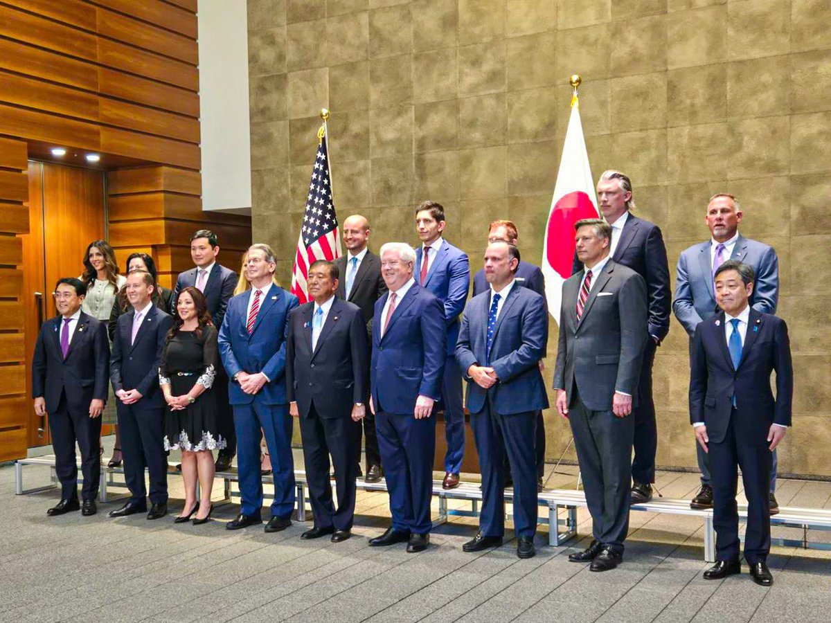 shigeruishiba's tweet image. ベッセント財務長官を団長とする米国大統領代表団の皆様を官邸にお招きしました。明日は大阪・関西万博の米国ナショナル・デー。素晴らしいご訪問になりますように。