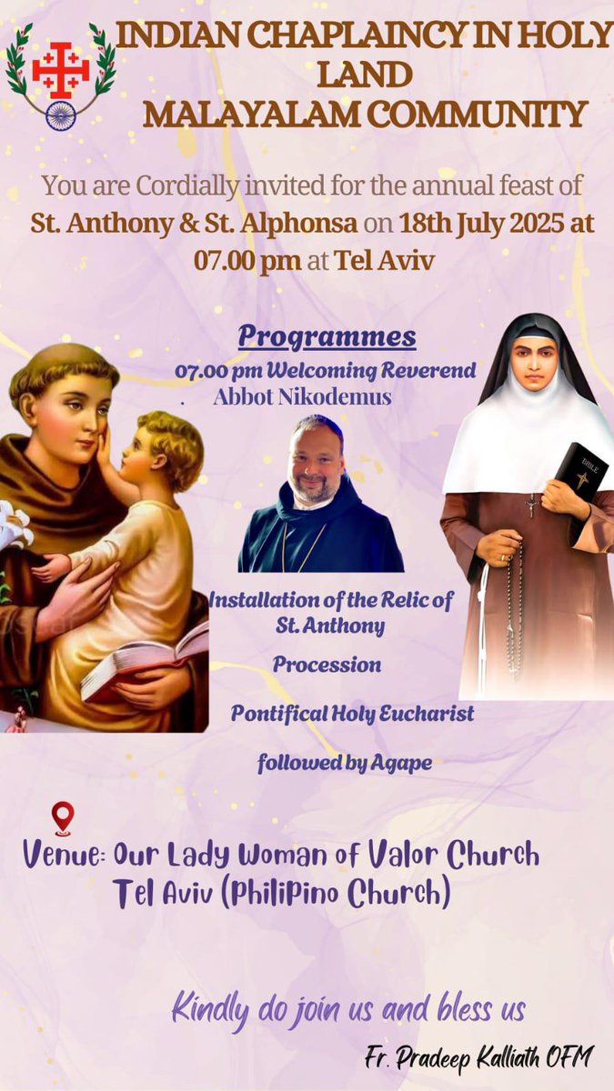 PaterNikodemus's tweet image. I'm looking forward to celebrating this postponed solemnity with my beloved sisters and brother Migrant workers from India in Tel Aviv tonight!
#VMAS @ICMC_news @LPJerusalem