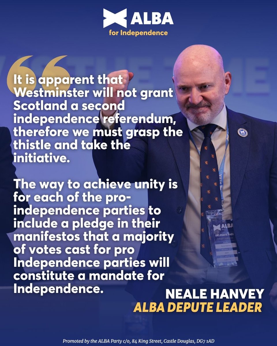 The First Minister has announced his three point plan to deliver Independence. 

🗣️ "It is utterly hollow. There’s no strategy there, just the same old song of waiting for the right moment, hoping for a miracle."

Read Neale's full comments below 👇
🔗albaparty.org/grasp_the_this…