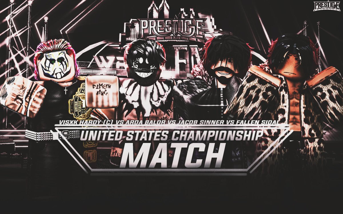 History..Is Being Made July 20th 3PM EST. FOUR Men 3/4 Being Rising Stars In The community, and the ELEPHANT In the Match. Visxk Hardy, The Charasmatic Champion. The ENIGMA!

Catch This United States Championship Match Sunday 3PM EST, July 20TH At PRESTIGE! Wrestlemania!