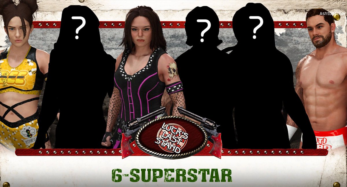 AshtonAcher's tweet image. The mid-way point in the card sees the most chaotic match of them all! 

6 Superstars with 2 to be announced and 1 to be decide via spin wheel will compete in any match that involves 6 wrestlers! Elimination Chamber, Wargames, Battle Royal, Triple Threat Tag? We’ll find out!