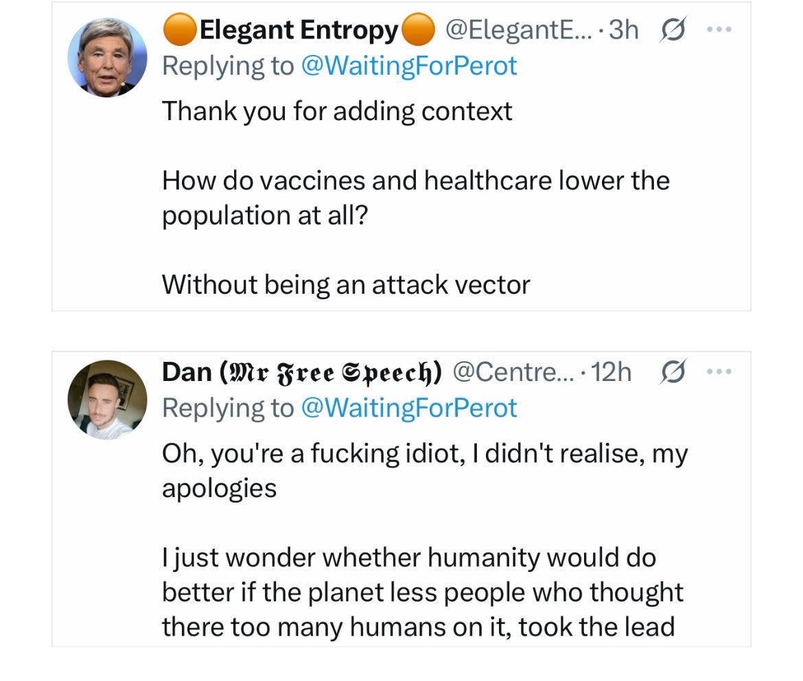 WaitingForPerot's tweet image. Good-faith reply vs bad-faith reply.
Not enough good-faith replies on X.