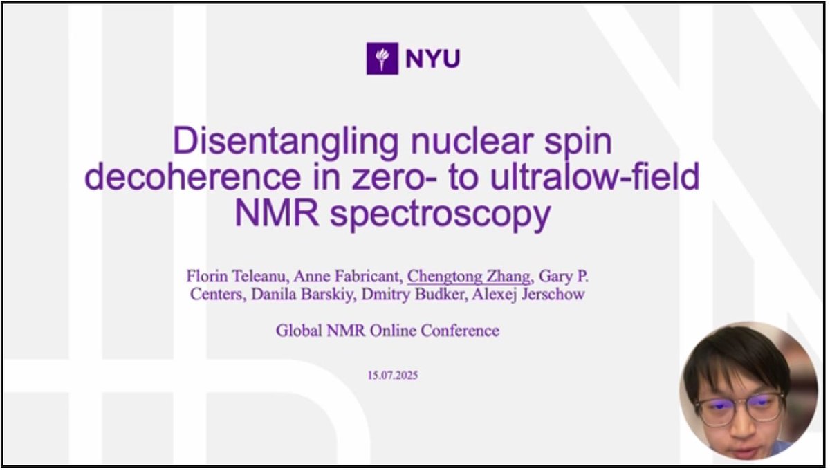 global_nmr's tweet image. Decoding Relaxation in ZULF-NMR
Chengtong Zhang presents a powerful theoretical and experimental framework for ZULF-NMR relaxometry, revealing how spin relaxation at near-zero fields encodes structural and dynamic information.
globalnmr.org/toward-underst…
#GlobalnmrOC2025