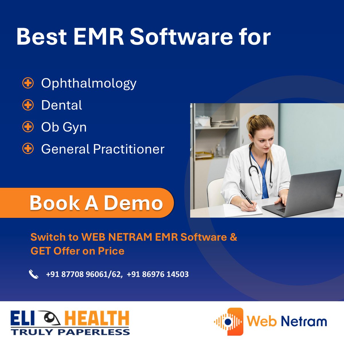 eli_emr's tweet photo. 🩺 Looking for the Best EMR Software for Your Practice?

Switch to Web Netram EMR – the trusted solution by ELI Health that’s making healthcare truly paperless.

#EMRSoftware #HealthcareTech #DigitalHealth #EHR #OphthalmologySoftware #DentalSoftware https://t.co/roWpOJXz6e