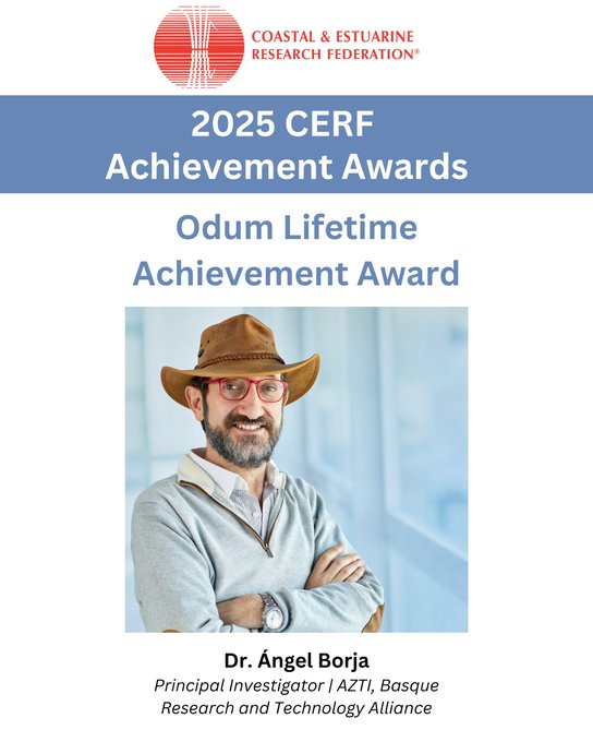 RTVEPaisVasco (@rtvepaisvasco) on Twitter photo Ángel Borja, investigador de AZTI y referente en ecología marina, premiado con el Odum Lifetime Achievement Award 2025 por la Federación de Investigación Costera y Estuarina
Es el primer no estadounidense en recibirlo desde 1997 <a href="/CERFScience/">Coastal & Estuarine Research Federation (CERF)</a> <a href="/azti_brta/">AZTI</a> <a href="/AngelBorjaYerro/">Dr Angel Borja</a> <a href="/upvehu/">UPV/EHU</a> Ángel Borja, investigador de AZTI y referente en ecología marina, premiado con el Odum Lifetime Achievement Award 2025 por la Federación de Investigación Costera y Estuarina
Es el primer no estadounidense en recibirlo desde 1997 <a href="/CERFScience/">Coastal & Estuarine Research Federation (CERF)</a> <a href="/azti_brta/">AZTI</a> <a href="/AngelBorjaYerro/">Dr Angel Borja</a> <a href="/upvehu/">UPV/EHU</a>