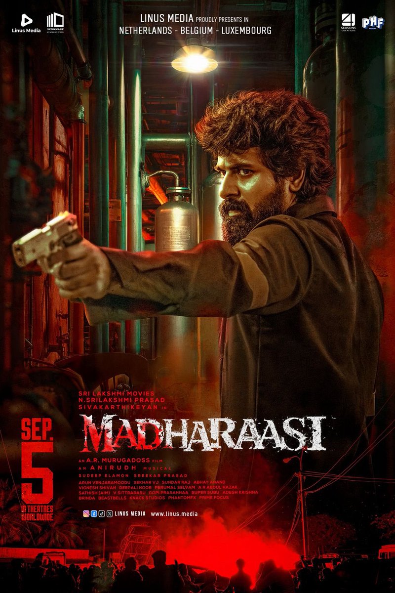LinusMediaNL's tweet image. There's nothing more to hide, it's time to go big!
#Madharaasi is coming in your #BeNeLux Cinemas this 5th Sept 🇧🇪🇳🇱🇱🇺
#SKxARM #SK23
@SriLakshmiMovie @ARMurugadoss @Siva_Kartikeyan @anirudhofficial @VidyutJammwal #BijuMenon @rukminitweets @actorshabeer @vikranth_offl…