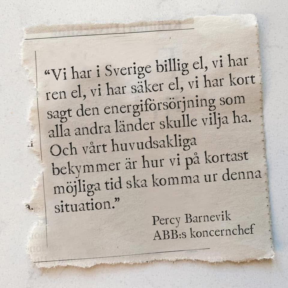 susannasilfver's tweet image. Klokt citat vi minns från Percy Barnevik.