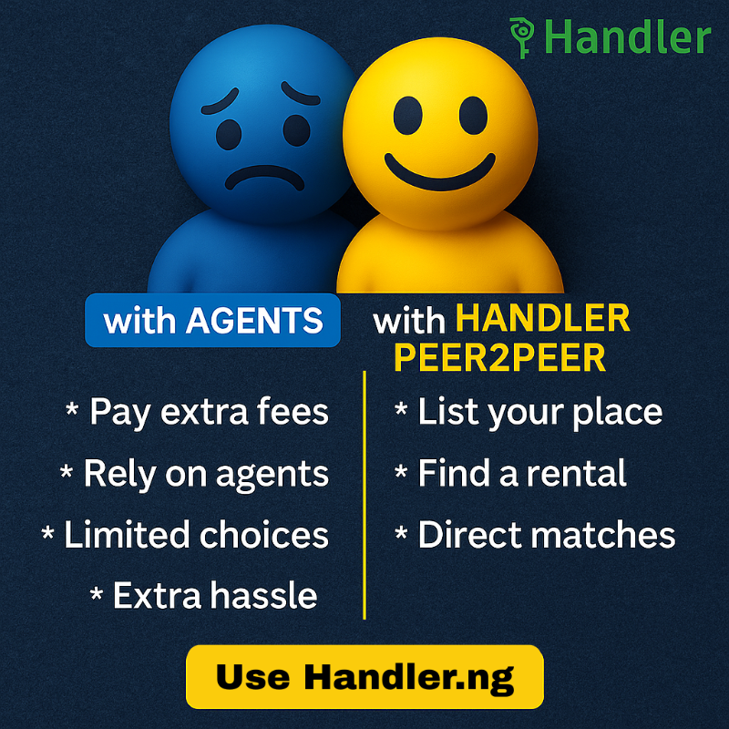 HandlerNG's tweet photo. Looking for a house?
Tired of House Agent wahala?

Rent directly from verified tenants with Handler Peer2Peer.

List your current place and find your next place.
No fees. No stress.