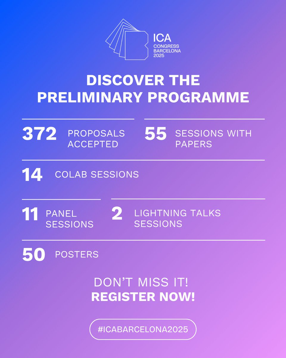 📚✨ Discover the preliminary programme for the International Archives Congress – ICA Barcelona 2025 🌍🎓

We are pleased to present the preliminary professional programme for the International Archives Congress – ICA Barcelona 2025! With 372 proposals accepted in various