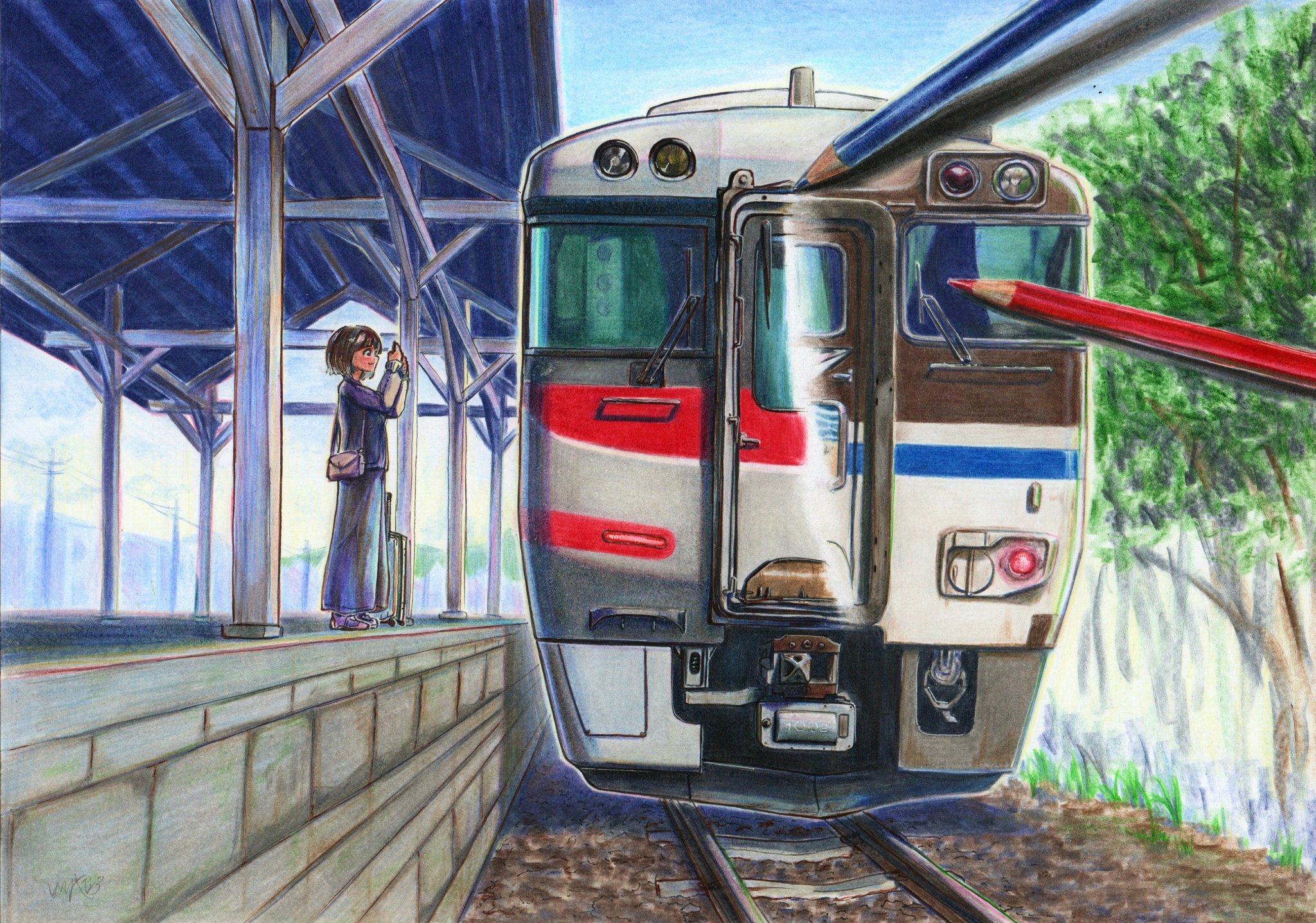 国鉄　絵画 国政(くにまさ) - 横浜鉄道蒸気車通行之図 - 浮世絵販売