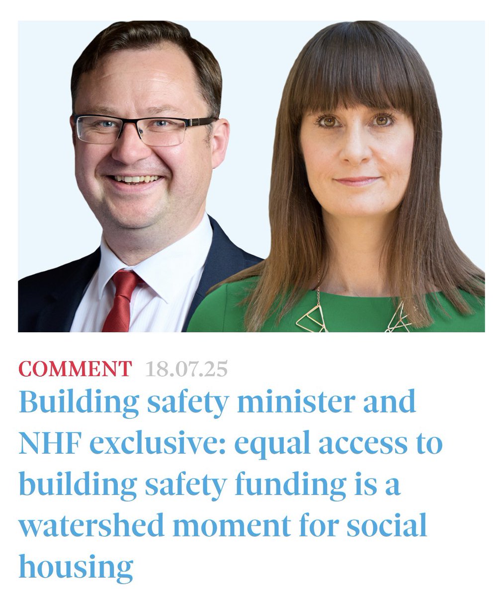 KateNHF's tweet image. 🏡🏗️New: Equal access to building safety funding for social housing
Building Safety Minister @AlexJJNorris & I have written for @insidehousing about the funding & new partnership between the govt & sector to accelerate the remediation of social housing
📰insidehousing.co.uk/comment/buildi…