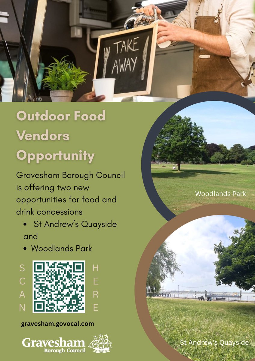 GravesendTCM's tweet image. Bidding is still open for two new catering concessions in local green spaces here in #gravesham
St Andrews Quayside on the river Thames
and
Woodlands Park
gravesham.govocal.com/en-GB/projects…
#mobilecatering #stallfinder