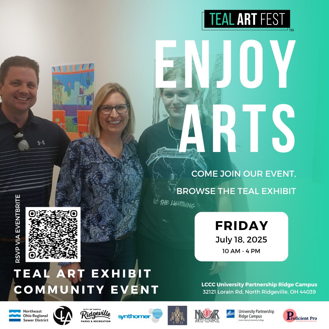 Art enthusiasts, join us today for the TEAL Art Exhibit at LCCC Ridge Campus! Discover vibrant works from youth, emerging, and professional artists.

Explore bold creativity that inspires healing and empowerment.

#TEALArt #ArtForChange