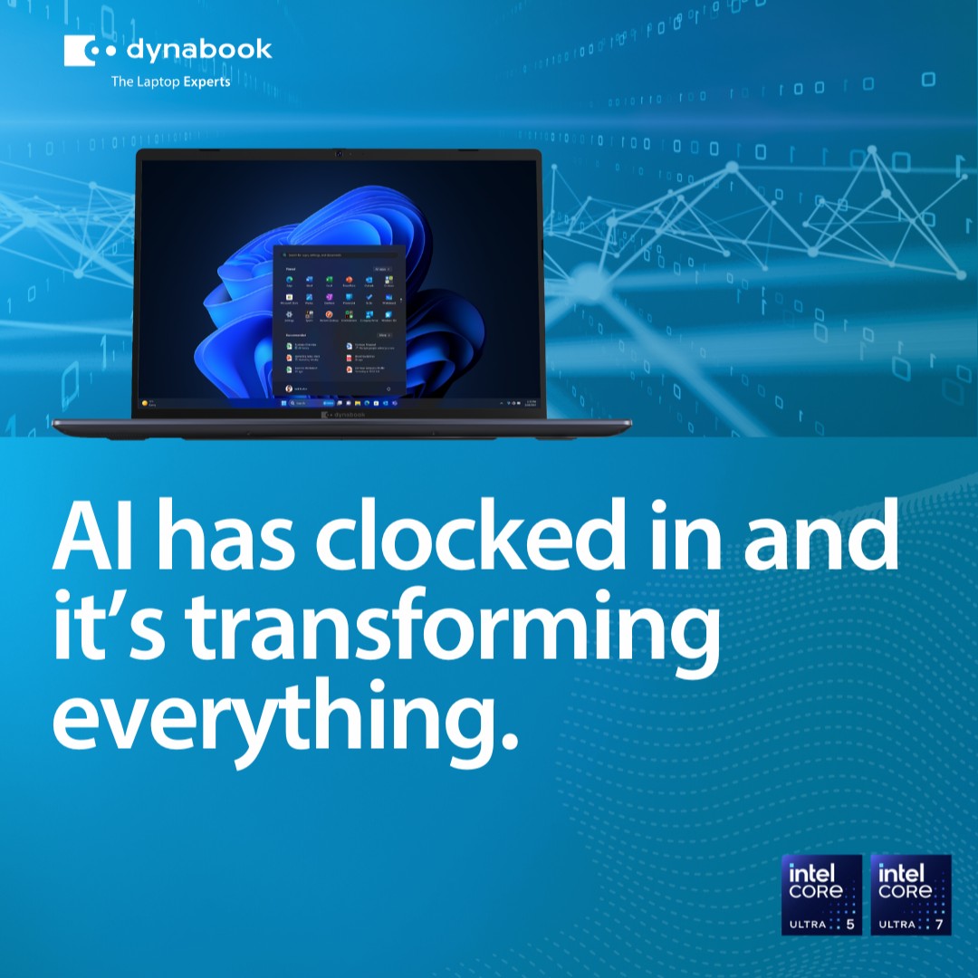 AI isn’t just on the horizon, it’s already reshaping how we work.

Dynabook laptops with Intel® Core™ Ultra processors are built to handle local AI workloads and deliver faster, smarter performance with no cloud lag and no compromise.

#DynabookANZ