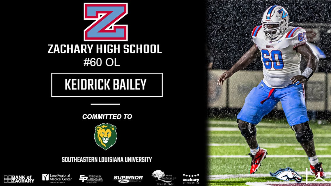Bronco OL Keidrick Bailey has committed to Southeastern! #itsallabouttheZ