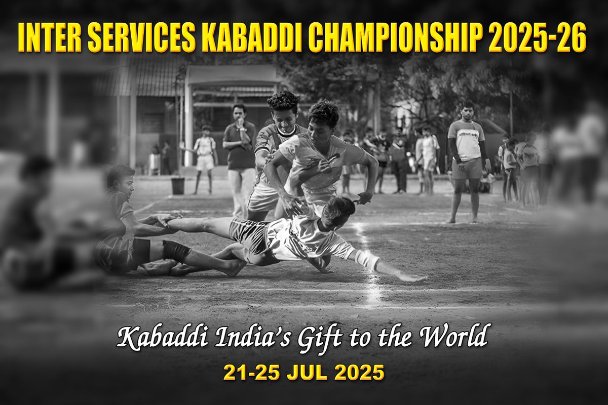 💪Strength, Strategy &amp; Synergy
⚓️#EasternNavalCommand to host the 52nd Inter Services #Kabaddi Championship 2025-26 from 21-25 Jul. Event will be conducted by INSCB under the aegis of Services Sports Control Board and will feature Army Red | Army Green | Indian Navy | Indian Air