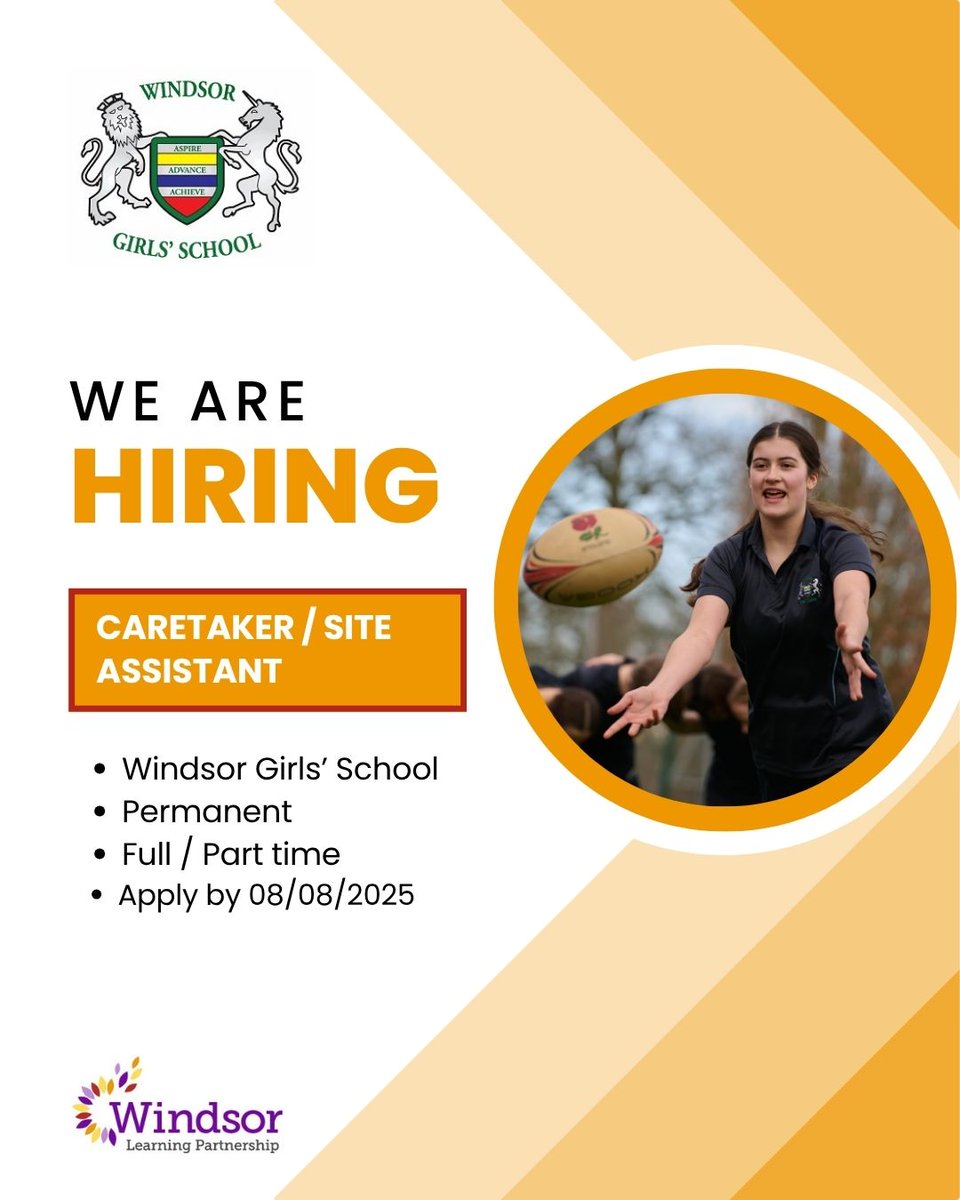 Windsor Girls’ School is looking for a reliable and proactive Caretaker to join our friendly site team. If you take pride in keeping spaces clean, safe, and well-maintained we’d love to hear from you.

Please visit mynewterm.com/jobs/141852/ED… for more information.