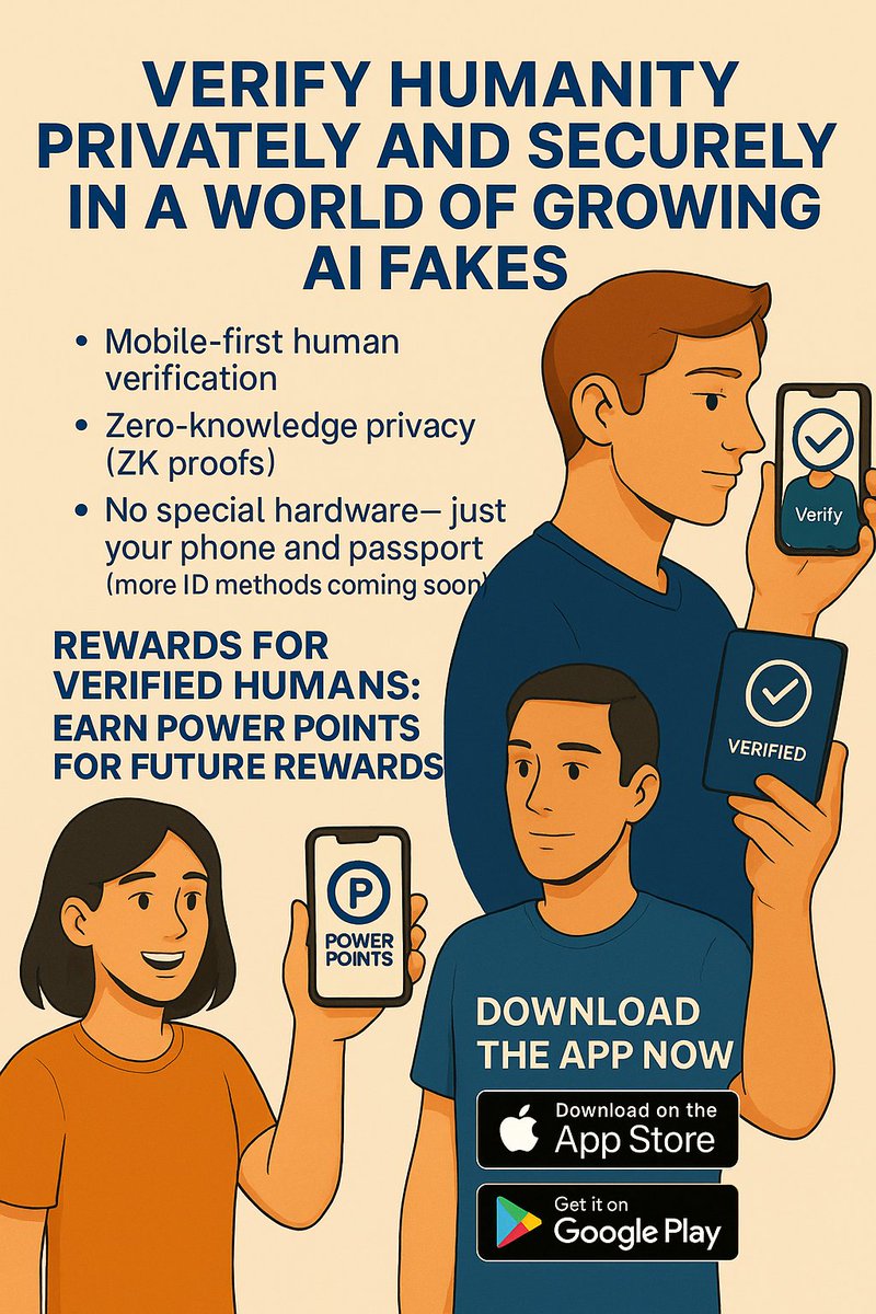 AyushSingh3291's tweet image. Are you real? Prove it. 🔐📱
No hardware. Just your phone &amp;amp; ID.
Earn rewards for being human 💥

✅ Download the Billions App now:
📲 Google play: play.google.com/store/apps/det…
📲 App store: apps.apple.com/es/app/billion…

@billions_ntwk @jgonzalezferrer
#Billions #PowerPoints #ZKprivacy