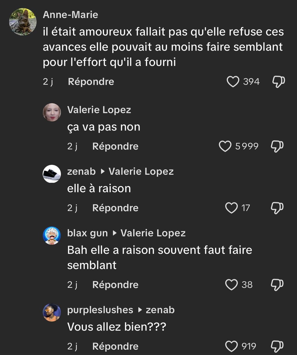moonsgfg's tweet image. une femme est morte parce qu’un homme l’a tué 
les commentaires tiktok :