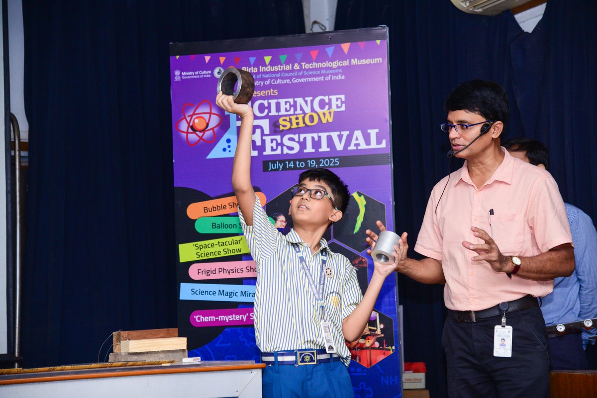 BITMKolkata's tweet image. Day-5 of #ScienceShowFestival featuring #ScienceDemonstrationLecture on #Friction and #ScienceMagicShow for students from #TheFutureFoundationSchool, #BDMInternational and #OurLadyQueenOftheMissionsSchool at @BITMKolkata, a Unit of @ncsmgoi, @MinOfCultureGoI - on July 18, 2025.