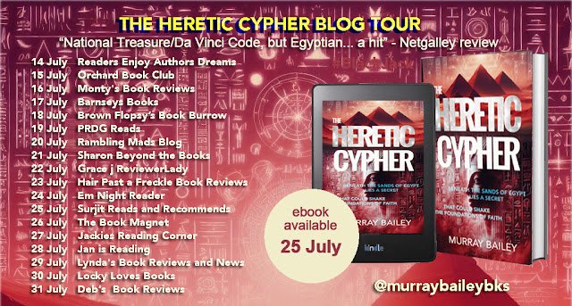 brownflopsy's tweet image. Welcome to my stop on the #BlogTour for #TheHereticCypher by @MurrayBaileybks - book one of #TheEyptianStones series, with as much 'bang for your buck' as I have come to know and love from his books.
Out now in pb (coming in ebook 25/07)
brownflopsy.blogspot.com/2025/07/the-he…