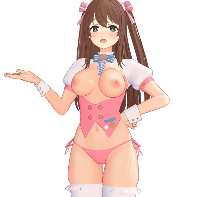 ユ◯ヒのスイートミラクル
モデリング、物理、材質分けが大体終わりました～🤗
胸と太もも腰が細かったので少し盛りました😋
エプロンの物理が難しいですね
UV展開、テクスチャ作業を進めていきます 