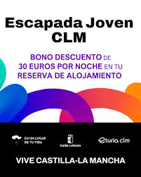 🏞️Conoces el Programa #EscapadaJovenCLM?
👫Si tienes entre 18 y 30 años, puedes beneficiarte de un descuento de 30€/noche en alojamientos de CLM.
👉Solicita tu descuento en: escapadajovenclm.com
✅Dinamicemos la actividad de hostelería de nuestra región.
 #turismomanzanares