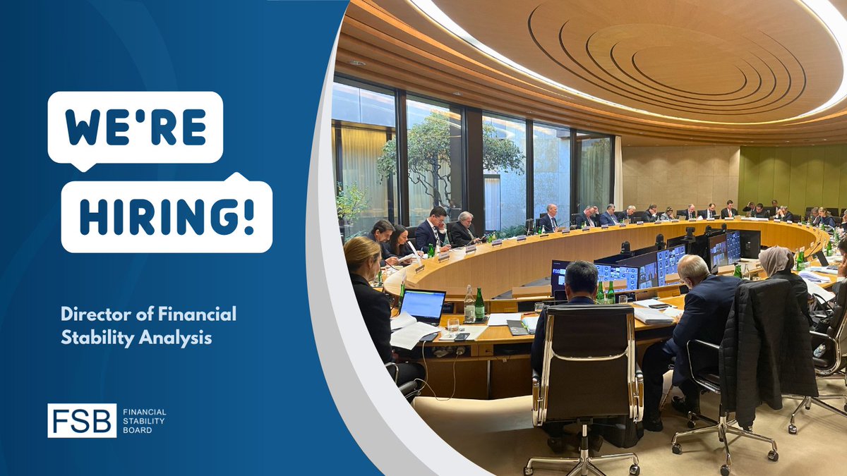 FinStbBoard's tweet image. 📢 We’re hiring a Director of Financial Stability Analysis to manage the support for the FSB’s work on assessing vulnerabilities in the global financial system.
📆 Apply by 5 August
bis.org/careers/vacanc…
#FinancialStabilityBoard #FinancialStability