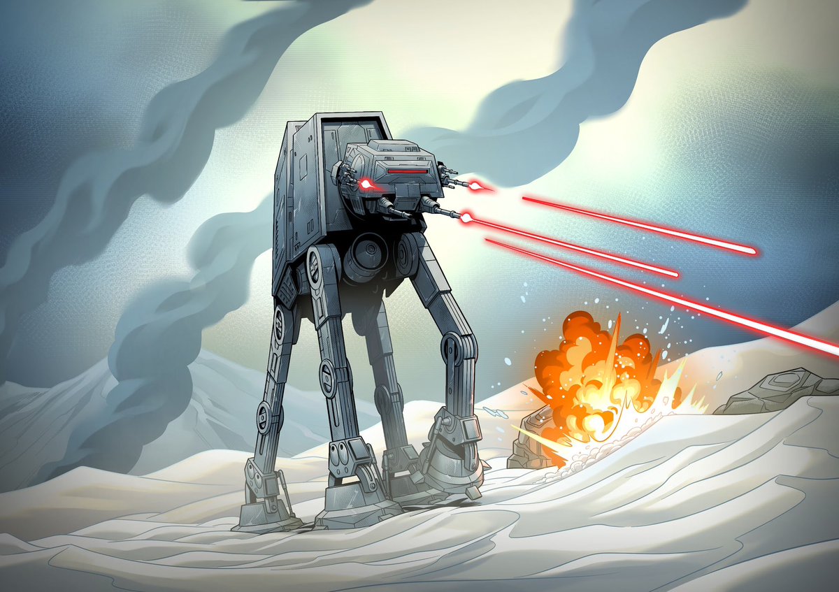 kyleP_Art's tweet image. New Star Wars Unlimited art reveal! 馃槉
Here鈥檚 a card that I worked on for the upcoming Intro: Battle Hoth beginner player set of @UnlimitedFFG This set is releasing this October! #starwars #starwarsunlimited #tcg #lucasfilm #fantasyflightgames #atat #atatwalker #hoth #art