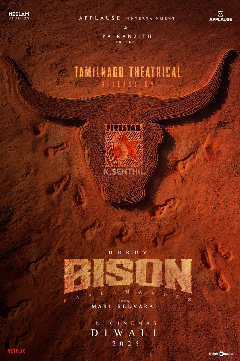 Neelam Studios (@neelamstudios_) on Twitter photo Born with grit, destined for glory π₯
The story of #BisonKaalamaadan will be taken across Tamil Nadu through <a href="/5starsenthilk/">Fivestar Senthil</a> π½
#BisonKaalamaadanOnOct17 π
@applausesocial <a href="/nairsameer/">Sameer Nair</a> <a href="/deepaksegal/">Deepak Segal</a> <a href="/mari_selvaraj/">Mari Selvaraj</a> <a href="/beemji/">pa.ranjith</a> <a href="/Tisaditi/">Aditi Anand</a> #DhruvVikram <a href="/anupamahere/">Anupama Parameswaran</a> <a href="/LalDirector/">Lal</a> Born with grit, destined for glory π₯
The story of #BisonKaalamaadan will be taken across Tamil Nadu through <a href="/5starsenthilk/">Fivestar Senthil</a> π½
#BisonKaalamaadanOnOct17 π
@applausesocial <a href="/nairsameer/">Sameer Nair</a> <a href="/deepaksegal/">Deepak Segal</a> <a href="/mari_selvaraj/">Mari Selvaraj</a> <a href="/beemji/">pa.ranjith</a> <a href="/Tisaditi/">Aditi Anand</a> #DhruvVikram <a href="/anupamahere/">Anupama Parameswaran</a> <a href="/LalDirector/">Lal</a>