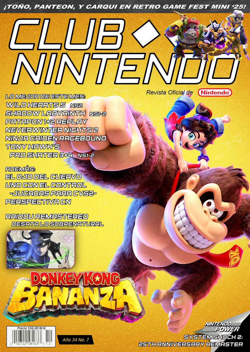 Órales! Propuesta de portada #fanmade de Ivan Peraza Araujo , para el lanzamiento de #DonkeyKongBananza, con varios datos interesantes incluyendo a Nintendo Power. ¡Quedó genial con ese logotipo! #ClubNintendo #CNportada 🔥