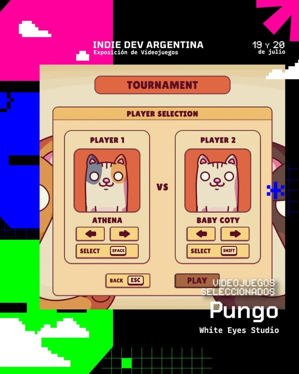 Pungo_game's tweet image. Nos vemos este finde en @IndieDevAr !
🎮Van a poder probar Pungo por primera vez!
😻 Vamos a estar regalando stickers
🏆y... Pungo está nominado a mejor UX/UI en los IDA awards!!!
#IndieGameDev #Indiegame #indiedev #madeinargentina🇦🇷 #steam #pungo #pong #cats #madewithUnity
