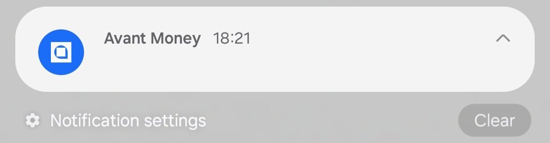 KillineyBrian's tweet image. Hi @AvantMoneyIre The spend notifications from your app have been blank for the last few weeks, ie I get a notification from each transaction, but there is no info in it, see example below. I've tried re-installing app, no joy. Any solution?