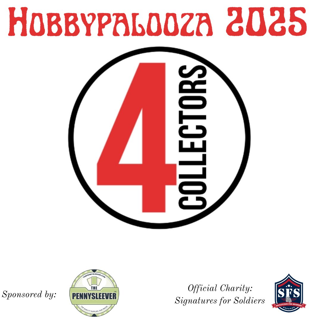 ThePennysleever's tweet image. Hobbypalooza 2025 from 4 Collectors (sponsored by The Pennysleever) kicks off tonight at 7! Four great shows to start off an incredible weekend, playlist here: bit.ly/3TNodes

Don&apos;t forget that for the next few days, 10% of our sales go to support @Sigs4Soldiers, the…