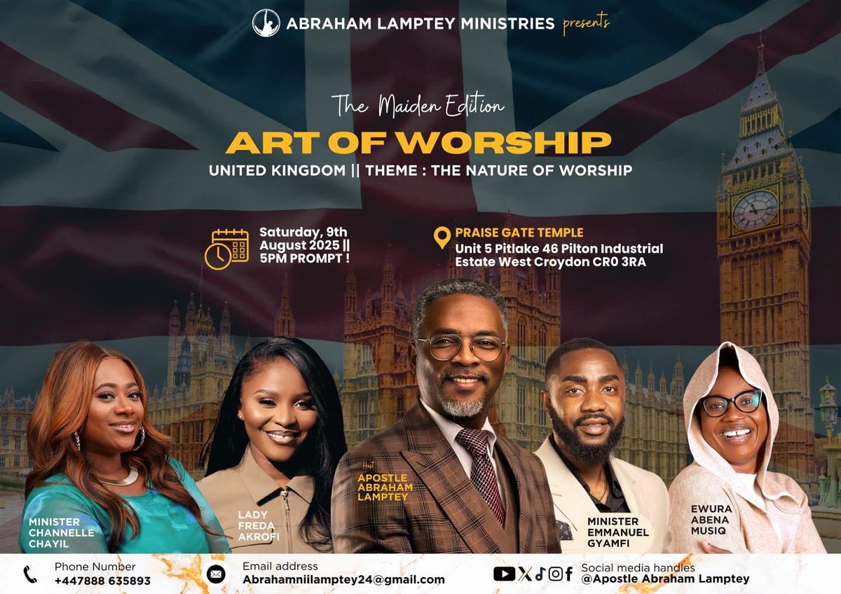 EwuraAbenaMusiq's tweet image. This August we’re in Takoradi 🇬🇭 Ghana for the INTERNATIONAL PROPHETIC GATHERING by @bishopogyiriasare @zionpraisechapelinternational and London 🇬🇧 UK for the ART OF WORSHIP by  @revabrahamlamptey 

#EwuraAbena  #GraceOverflow #Ebefa #WarriorQueen #SoulGospel #DOVVSUaMBASSADOR