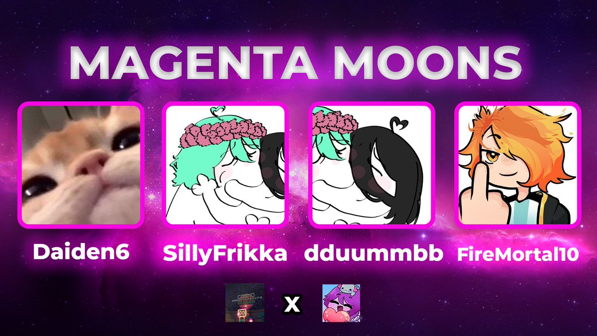 CrystAxol (@crystaxol) on Twitter photo 🩷 ANUNCIANDO MAGENTA MOONS 🩷
<a href="/Daiden6_/">Daiden</a>
<a href="/SillyFrikka/">Frikka 🌺</a>
<a href="/anotherdumb_im/">🐿️ ImDumb 🌙</a>
<a href="/firemortal10/">🔥Firemortal10🧉</a>
Miralos competir este Domingo 20 de Julio a las 9pm España! 🩷 ANUNCIANDO MAGENTA MOONS 🩷
<a href="/Daiden6_/">Daiden</a>
<a href="/SillyFrikka/">Frikka 🌺</a>
<a href="/anotherdumb_im/">🐿️ ImDumb 🌙</a>
<a href="/firemortal10/">🔥Firemortal10🧉</a>
Miralos competir este Domingo 20 de Julio a las 9pm España!