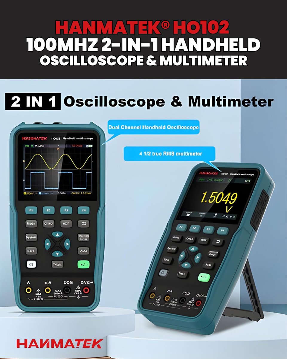 hanmatek's tweet image. Precision Meets Portability in this dual-channel powerhouse. The HO102 is engineered for professionals and hobbyists who demand speed, accuracy, and flexibility—on the bench or in the field.
.
Shop now at! hanmatek.com/collections/ha… 
.
#HANMATEK #HO102 #HandheldOscilloscope