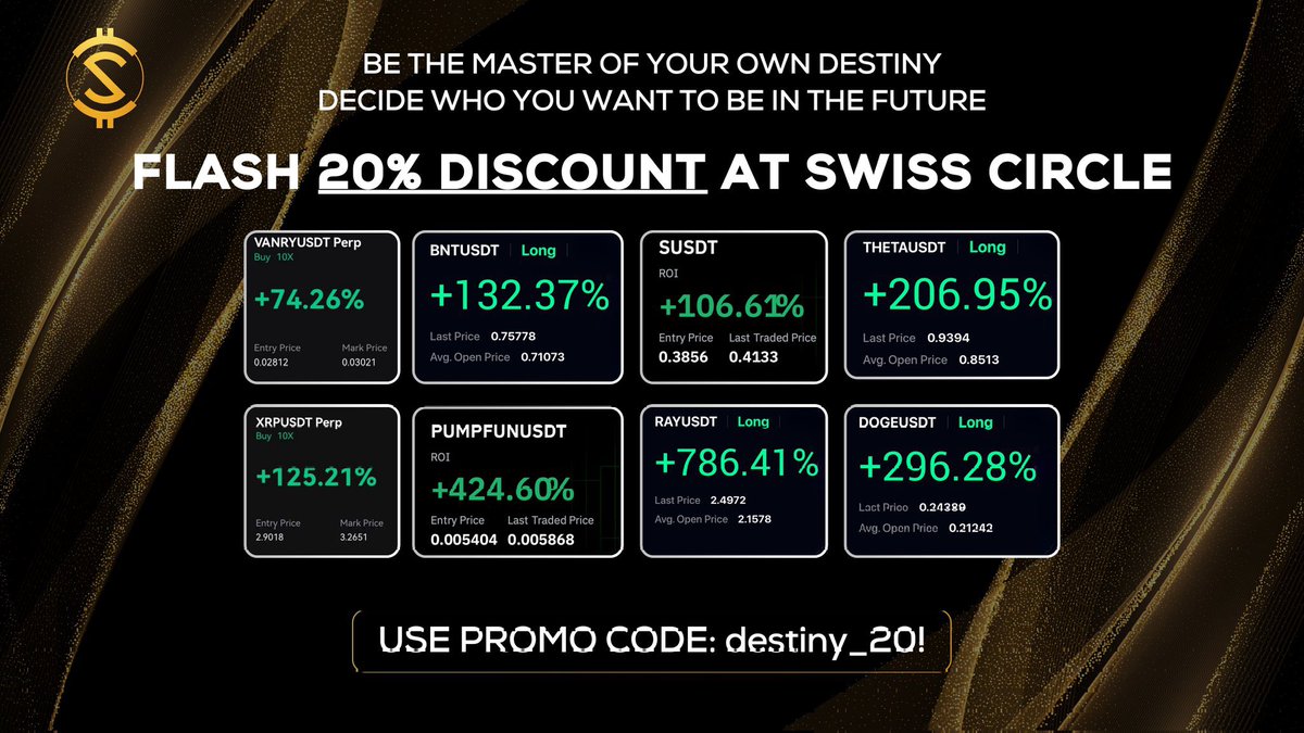 Swiss Circle (@swiss_circle) on Twitter photo 🚨 20% OFF for new members - offer ends Sunday 9PM UTC
Swiss Circle is opening the door to a few serious traders.
📊 Market scans
🎯 Daily trade ideas
🧠 Education
🎥 Exclusive live sessions
This is your chance to enter during one of the best market moments.
👉 Use the promo 🚨 20% OFF for new members - offer ends Sunday 9PM UTC
Swiss Circle is opening the door to a few serious traders.
📊 Market scans
🎯 Daily trade ideas
🧠 Education
🎥 Exclusive live sessions
This is your chance to enter during one of the best market moments.
👉 Use the promo