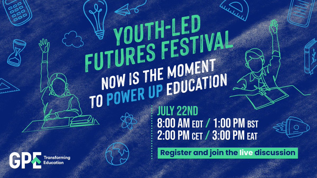 Connect4Climate's tweet image. Join GPE’s Youth-Led Futures Festival! 📅 Tuesday, July 22
🕗 8–9:30am EDT | 1–2:30pm BST
📍 Online
🔗 Register here: globalpartnership.org/events/futures…