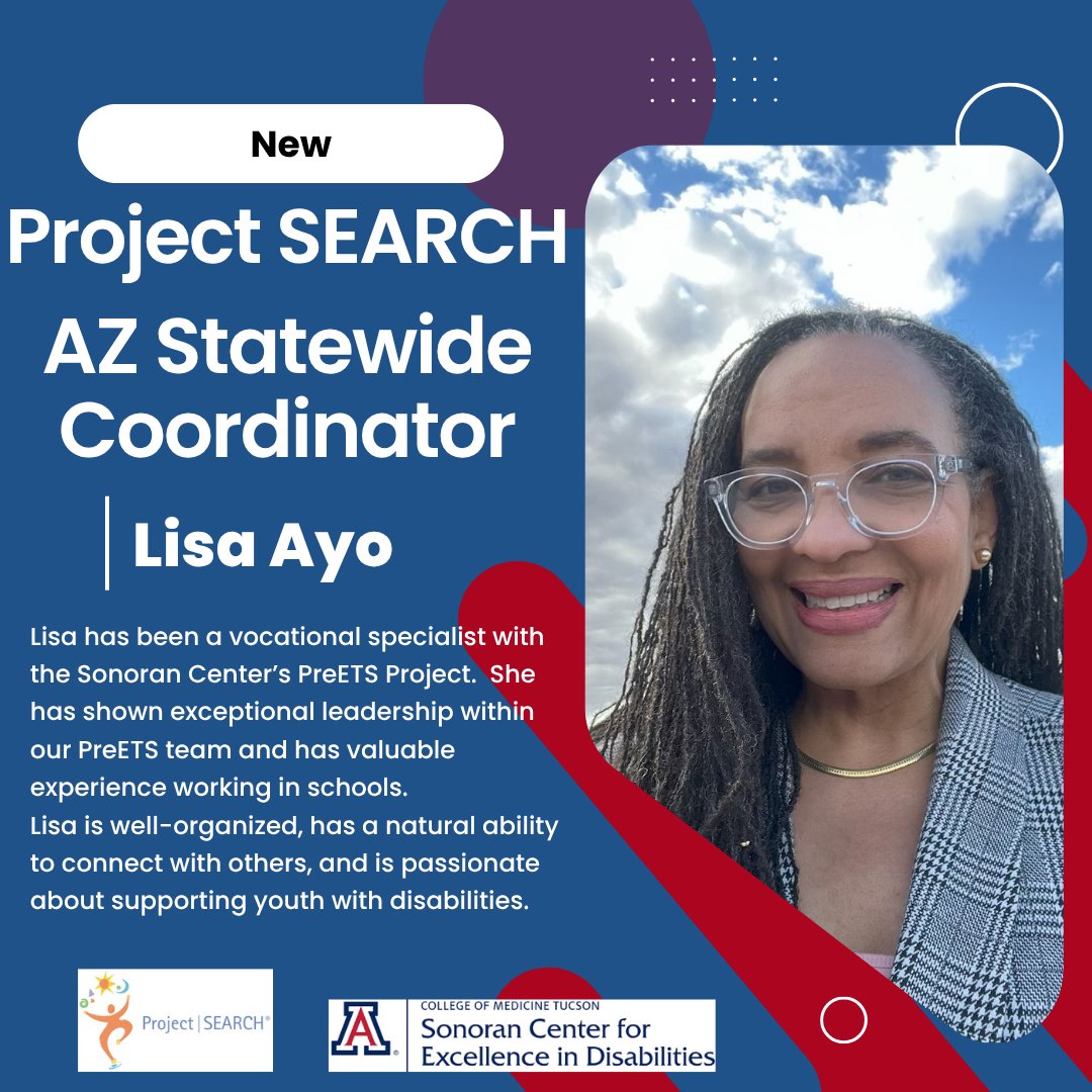 Please join us in welcoming Lisa Ayo, the Sonoran Center's new AZ Project SEARCH Coordinator! We're so excited to have you on our team!