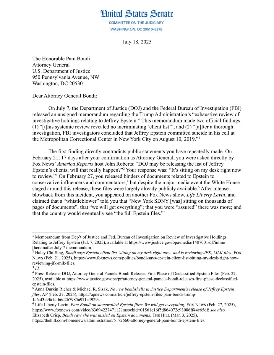 JudiciaryDems's tweet image. Pam Bondi, Kash Patel, and Dan Bongino have made a mess of the Epstein files.
It’s time to clear it up once and for all for the American people.