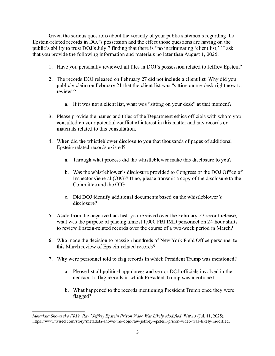 JudiciaryDems's tweet image. Pam Bondi, Kash Patel, and Dan Bongino have made a mess of the Epstein files.
It’s time to clear it up once and for all for the American people.