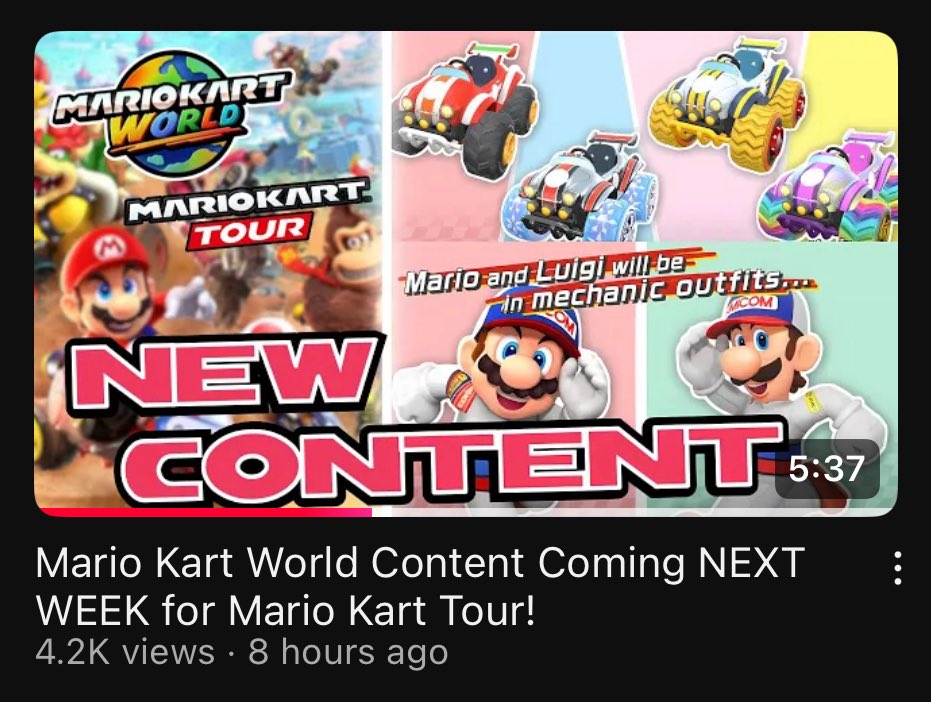 Swiftjar's tweet image. Mario Kart World content is coming to Mario Kart Tour!!! 🤯
We're getting new story content, mechanic-themed outfits, four new vehicles, and hopefully more surprises. 😃
Let’s discuss! 👇