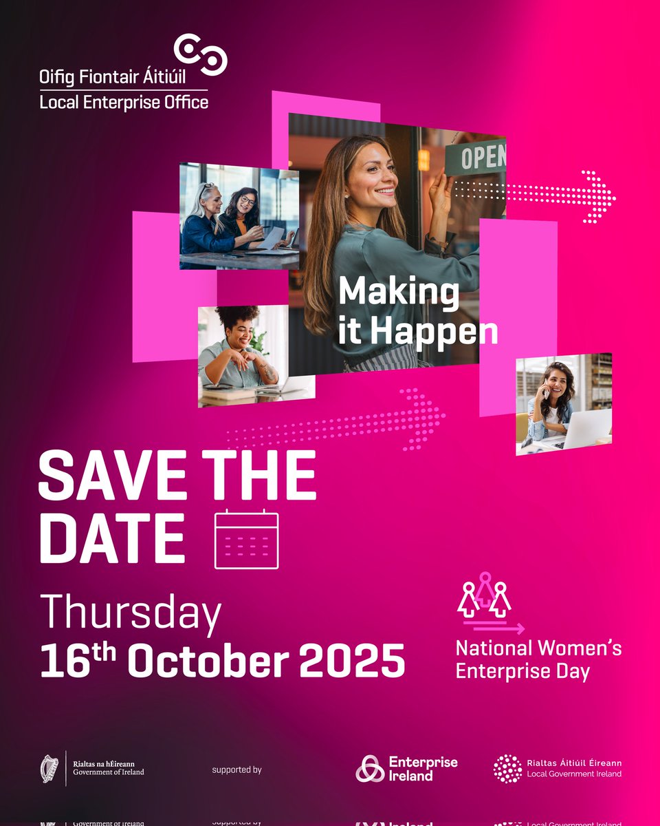 LEO Clare (@leocountyclare) on Twitter photo SAVE THE DATEš
National Womens Enterprise Day for the Mid West Region is on the 16th October 2025.
Please note: This event is for women in business based in Tipperary, Clare & Limerick only.
@local_enterprise_offices
@leotipperary
<a href="/leo_limerick/">Local Enterprise Office Limerick</a>
#NWED25 SAVE THE DATEš
National Womens Enterprise Day for the Mid West Region is on the 16th October 2025.
Please note: This event is for women in business based in Tipperary, Clare & Limerick only.
@local_enterprise_offices
@leotipperary
<a href="/leo_limerick/">Local Enterprise Office Limerick</a>
#NWED25