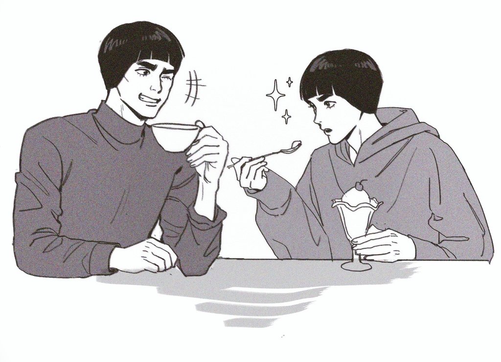 gai0327_han's tweet image. someone requested gai and lee having coffee together but i kinda don't think lee would be into coffee