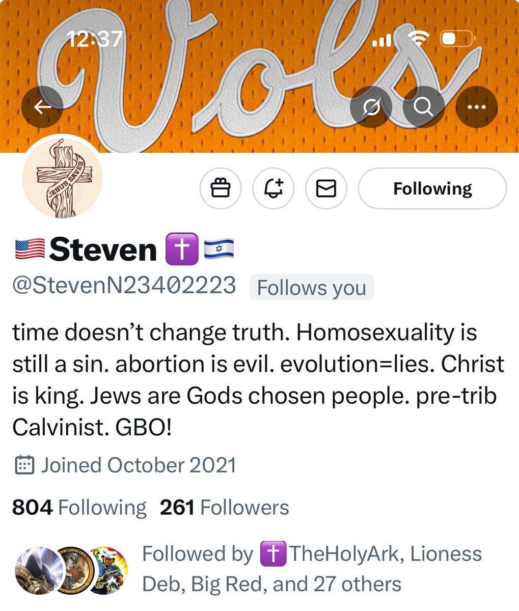 wilson_mar11767's tweet image. 🔥 Featured Friday Follow 🔥
Meet @StevenN23402223 — a bold voice in an age of compromise. Steven doesn’t flinch from truth and doesn’t bend to trends. His feed is a clarion call for biblical clarity in a foggy world.
✅ Declares sin for what it is
✅ Exalts Christ as King
✅…