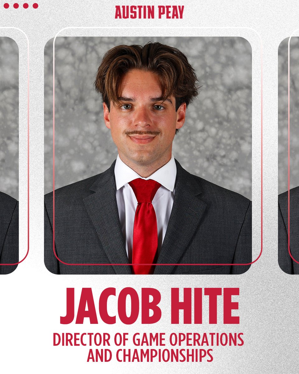 Austin Peay Vice President and Director of Athletics Gerald Harrison has announced the promotion of two APSU alumni. 

Max Remy
🔴 Assistant AD for Facilities, Operations, &amp; Capital Projects

Jacob Hite
🔴 Director of Game Operations &amp; Championships

🗞️ | bit.ly/3Iz85L7