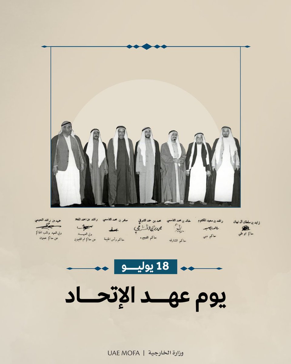 في يوم عهد الاتحاد,نحتفي بمسيرة وطن بدأها الآباء المؤسسون بإيمان راسخ بقيم الوحدة والاتحاد، وعلى ذات النهج، واصلت القيادة الرشيدة المسيرة,لتزدهر دولة الإمارات وتكون نموذجًا رائدًا عالميًا على مختلف الصعد الاقتصادية والسياسية والمجتمعية.
#عهد_الاتحاد
#عام_المجتمع
#الإمارات