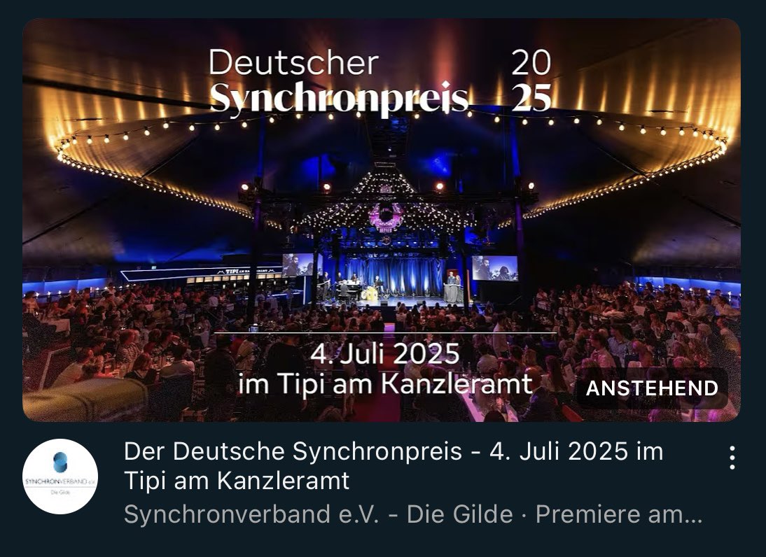 BenjaminStoewe's tweet photo. Programmhinweis: Am Sonntag ab 20 Uhr gibt‘s den Deutschen Synchronpreis 2025 als Livestream-Premiere via YouTube ▶️ https://t.co/ml0ppoytgo Die Preisverleihung fand am 4. Juli im Tipi am Kanzleramt statt, die Aufzeichnung wurde mit sechs Kameras realisiert. #Synchronpreis https://t.co/MyD9JNGYBS