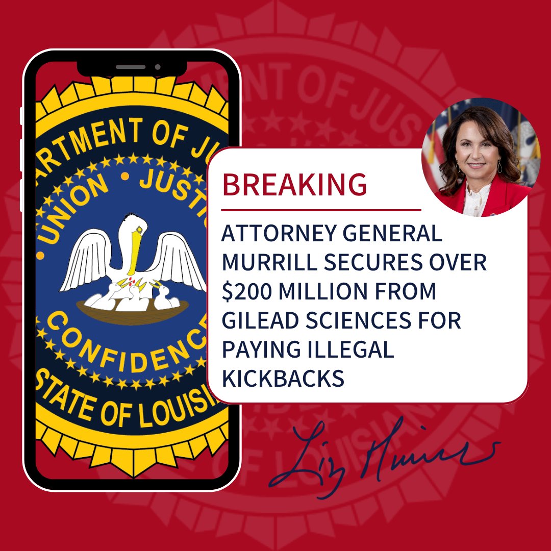 AGLizMurrill's tweet image. 🚨Louisiana patients deserve transparency when it comes to their healthcare information. I will not tolerate companies who enrich themselves through illegal kickback schemes to the detriment of our citizens.
Louisiana will receive $1,143,135.0 from the multi-state settlement in…